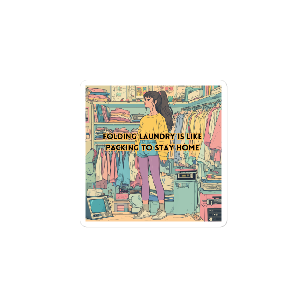 "FOLDING LAUNDRY IS LIKE PACKING TO STAY HOME" • Stickers