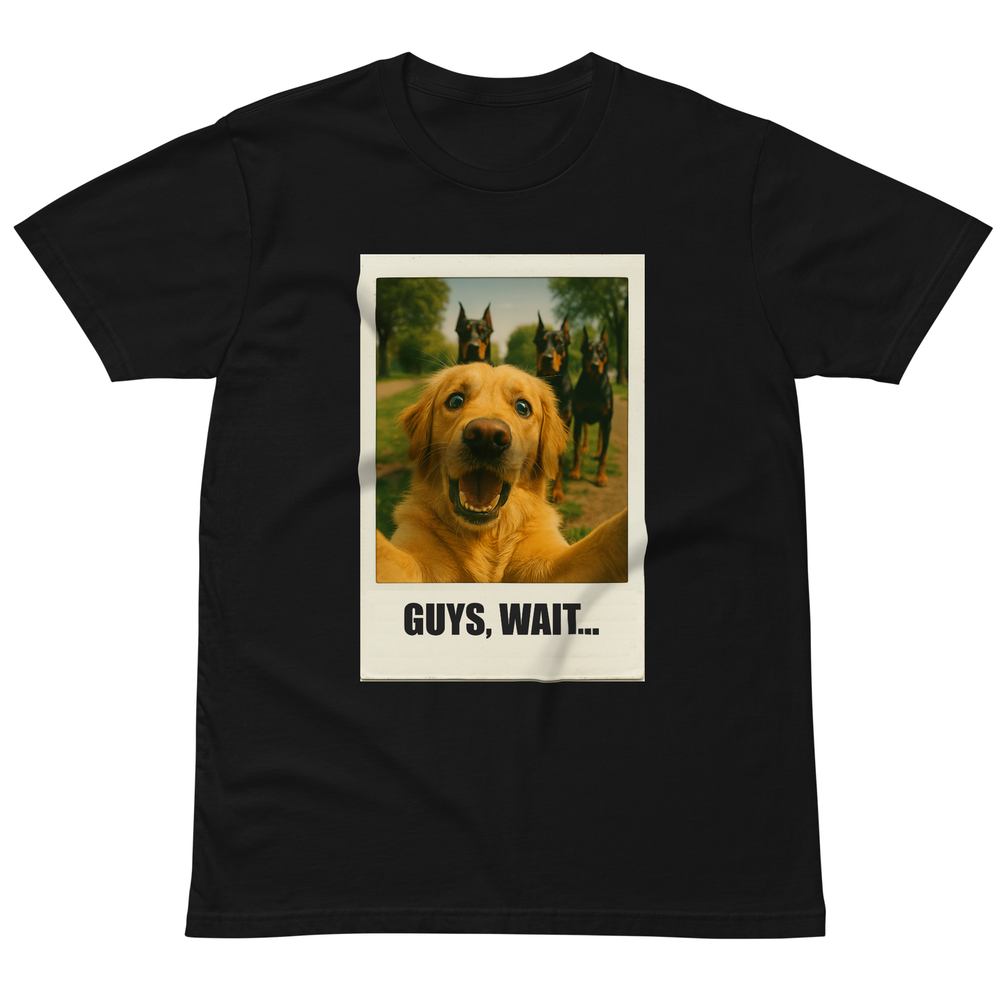 "GUYS, WAIT..." • Premium T-shirt