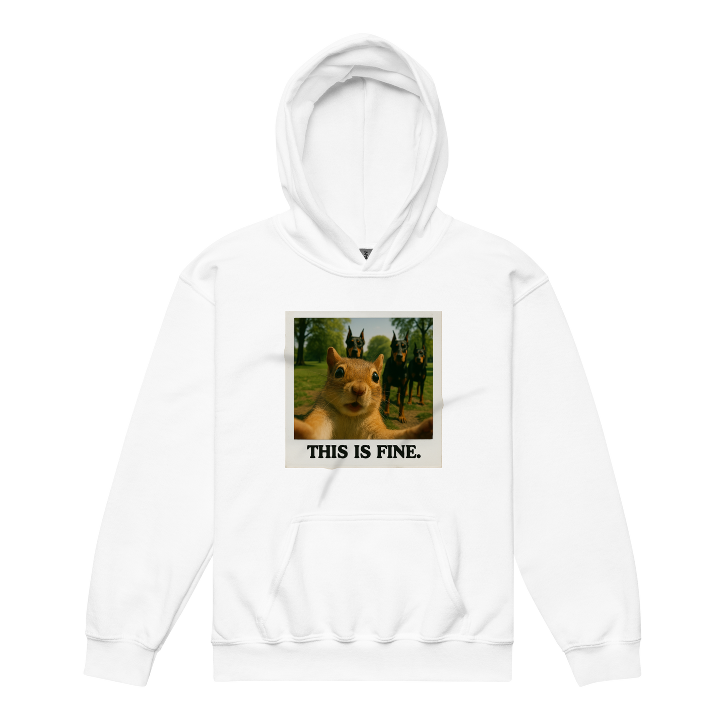 "THIS IS FINE" • Youth Heavy Hoodie
