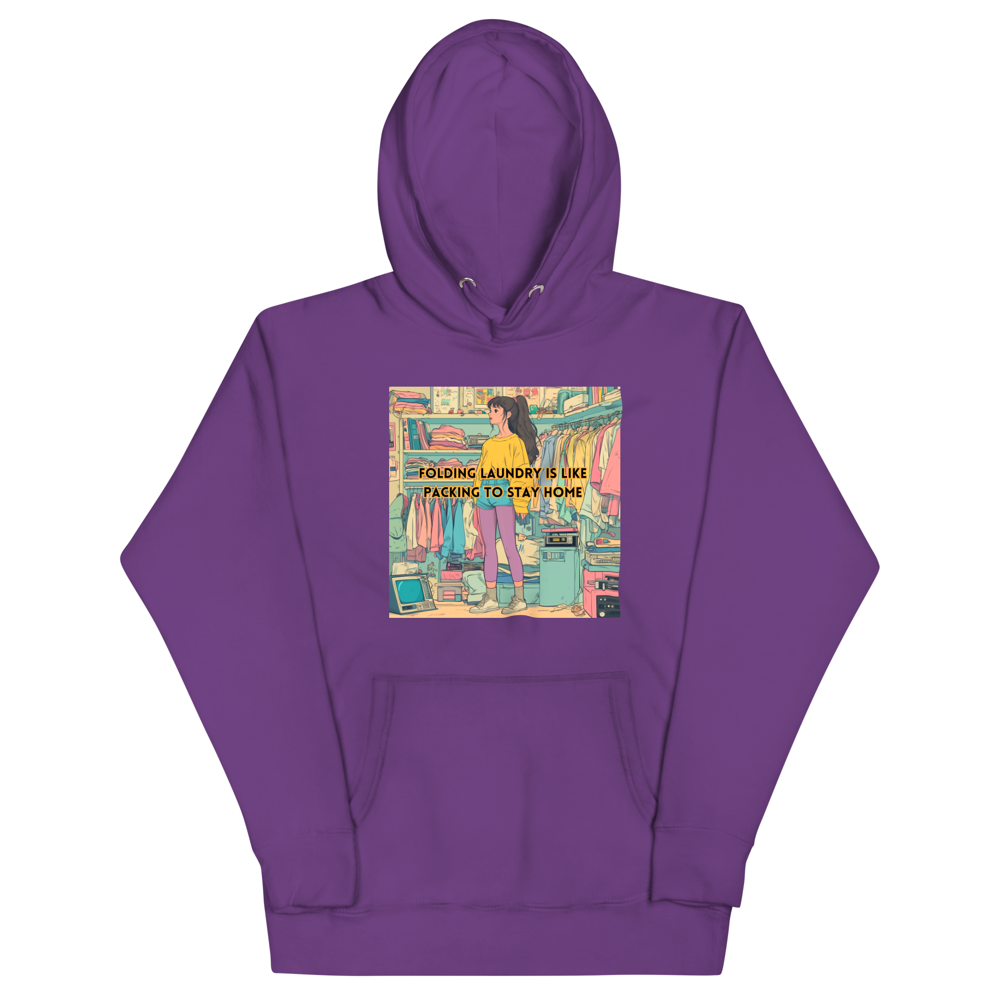 "FOLDING LAUNDRY IS LIKE PACKING TO STAY HOME" • Premium Hoodie