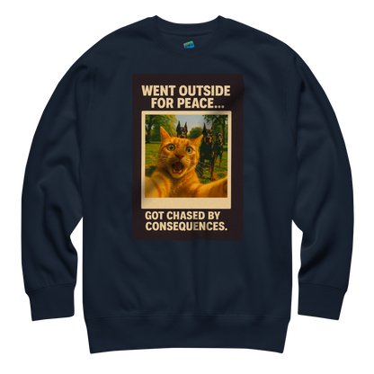 "WENT OUTSIDE FOR PEACE..." • Premium Sweatshirt