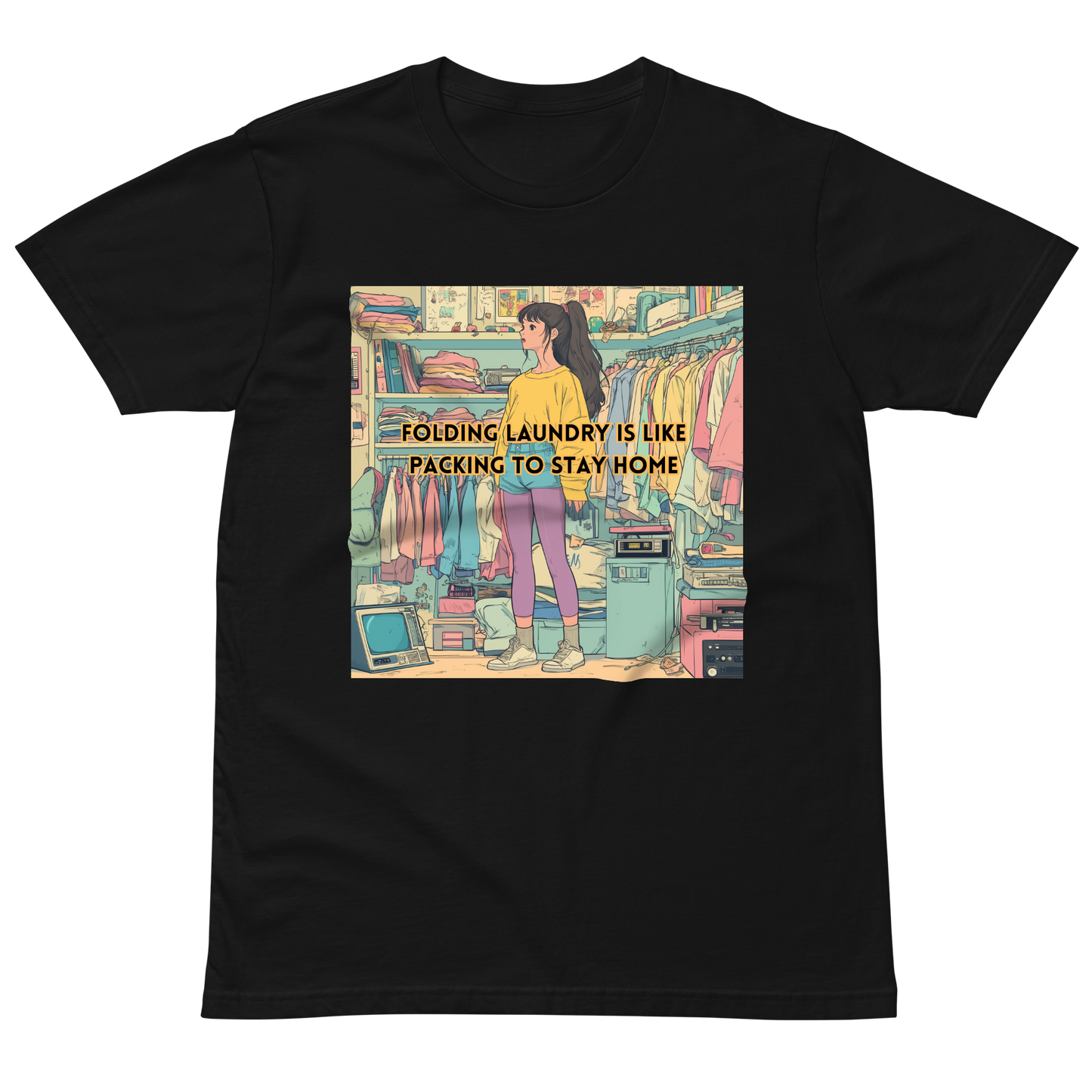 "FOLDING LAUNDRY IS LIKE PACKING TO STAY HOME" • Premium T-shirt