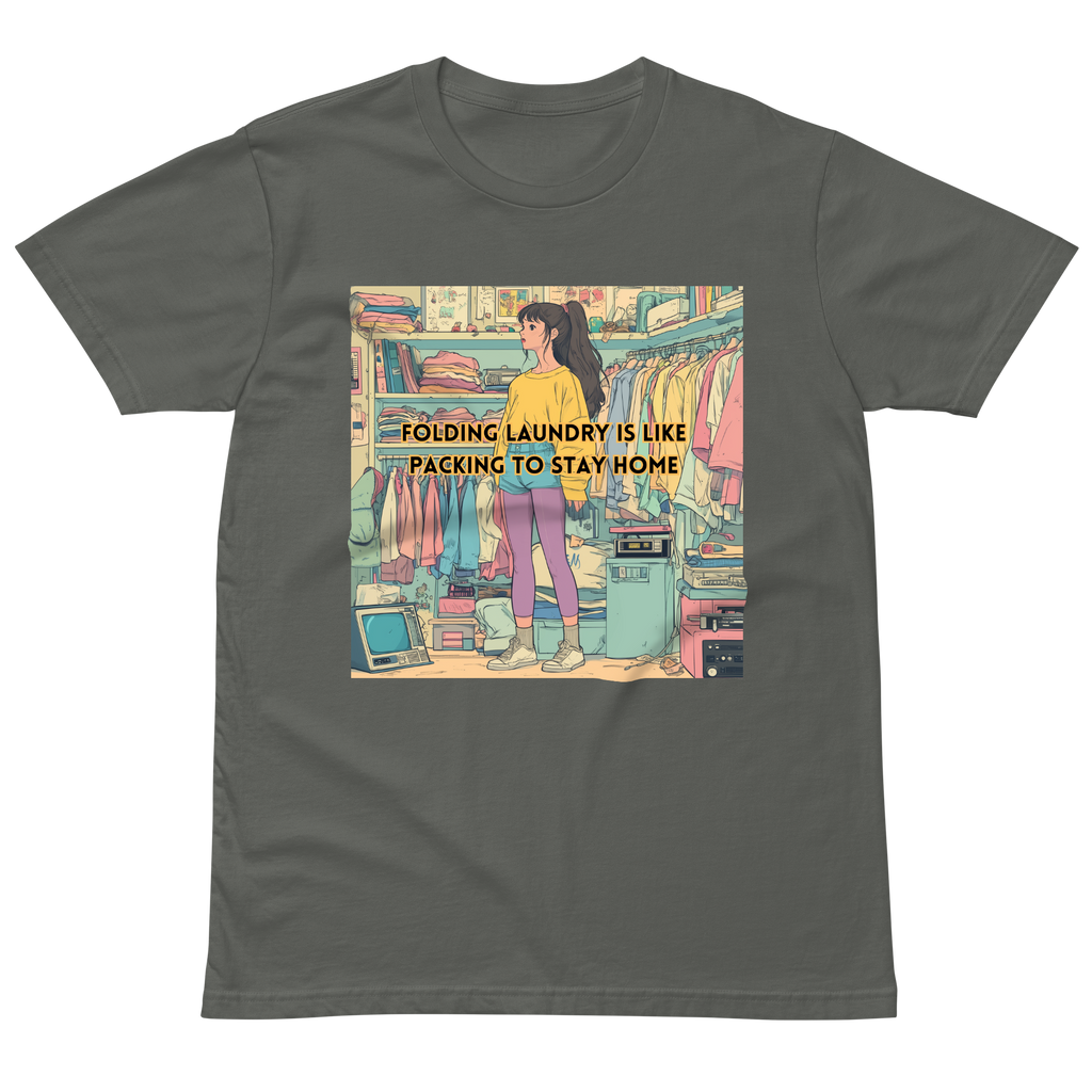 "FOLDING LAUNDRY IS LIKE PACKING TO STAY HOME" • Premium T-shirt