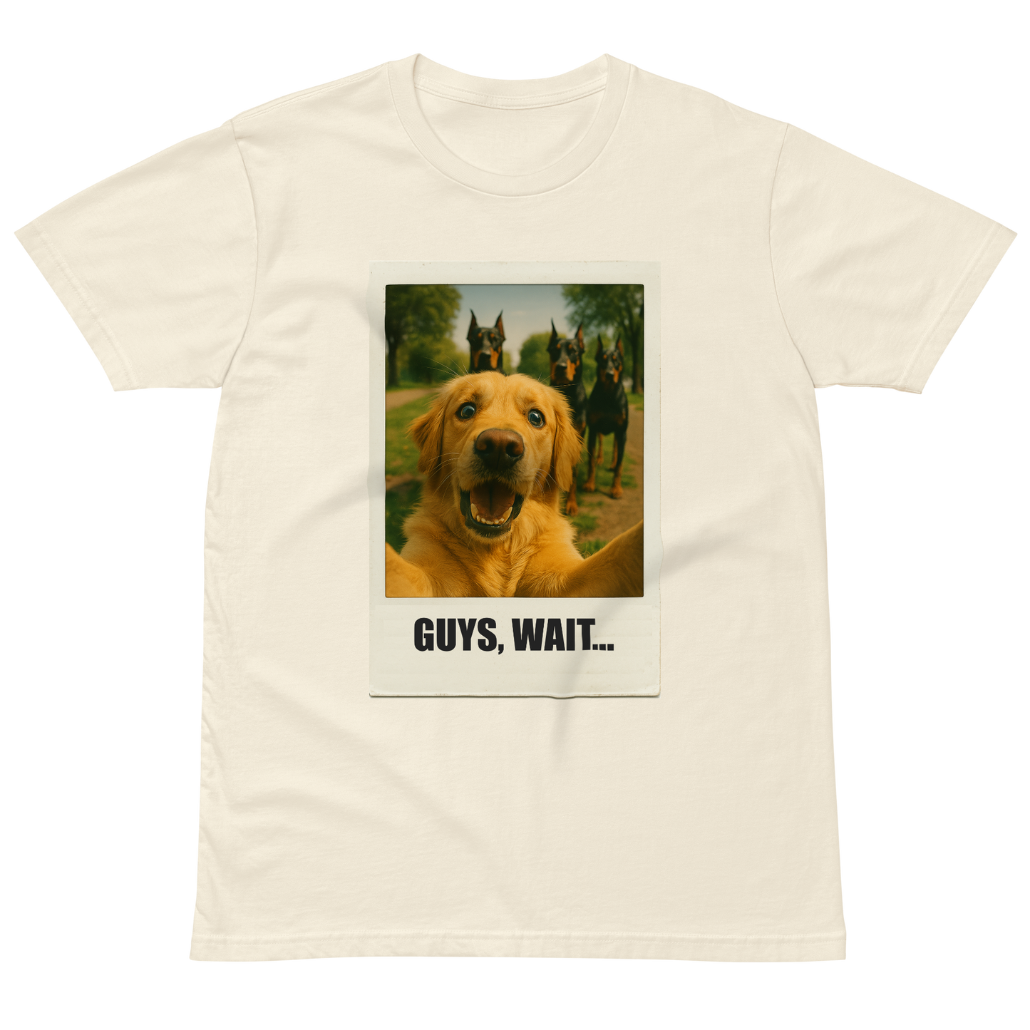 "GUYS, WAIT..." • Premium T-shirt