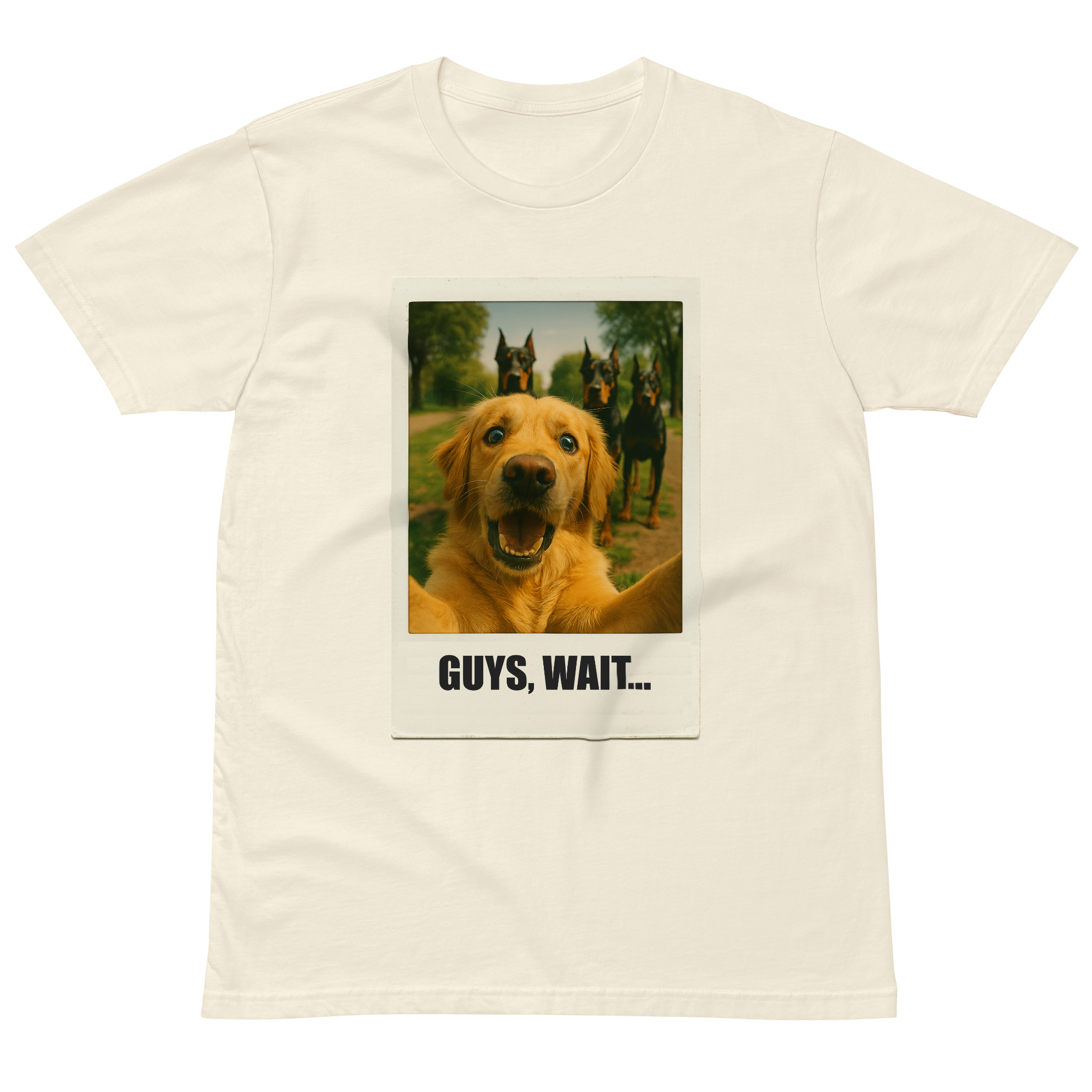 "GUYS, WAIT..." • Premium T-shirt