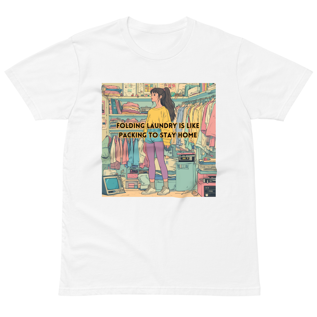 "FOLDING LAUNDRY IS LIKE PACKING TO STAY HOME" • Premium T-shirt
