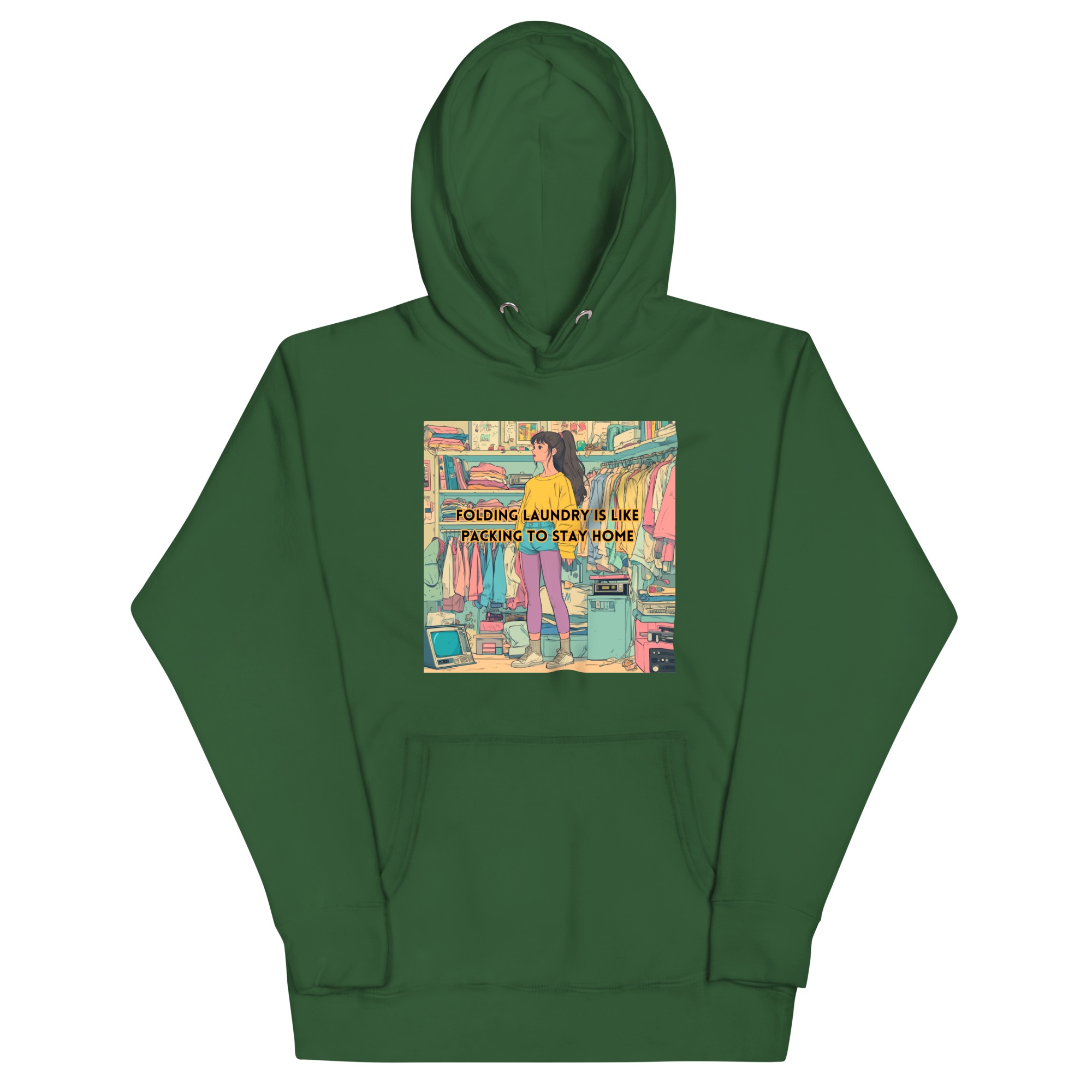 "FOLDING LAUNDRY IS LIKE PACKING TO STAY HOME" • Premium Hoodie