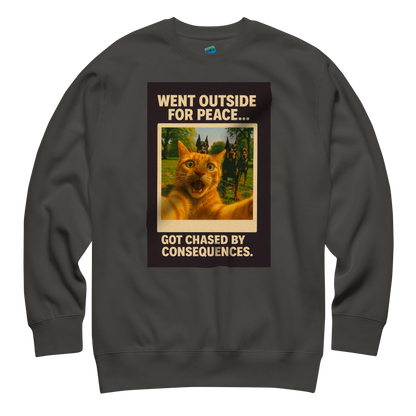 "WENT OUTSIDE FOR PEACE..." • Premium Sweatshirt