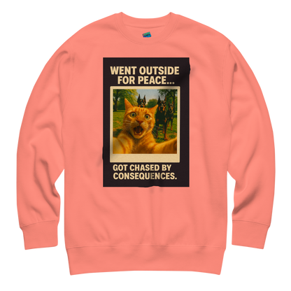 "WENT OUTSIDE FOR PEACE..." • Premium Sweatshirt