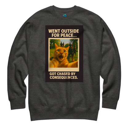 "WENT OUTSIDE FOR PEACE..." • Premium Sweatshirt