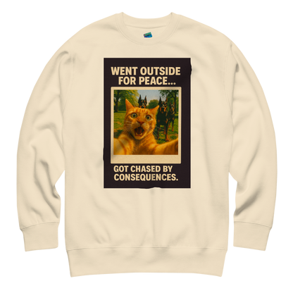 "WENT OUTSIDE FOR PEACE..." • Premium Sweatshirt