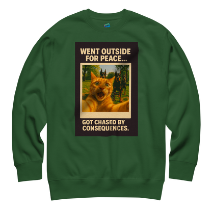 "WENT OUTSIDE FOR PEACE..." • Premium Sweatshirt