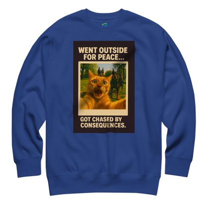 "WENT OUTSIDE FOR PEACE..." • Premium Sweatshirt