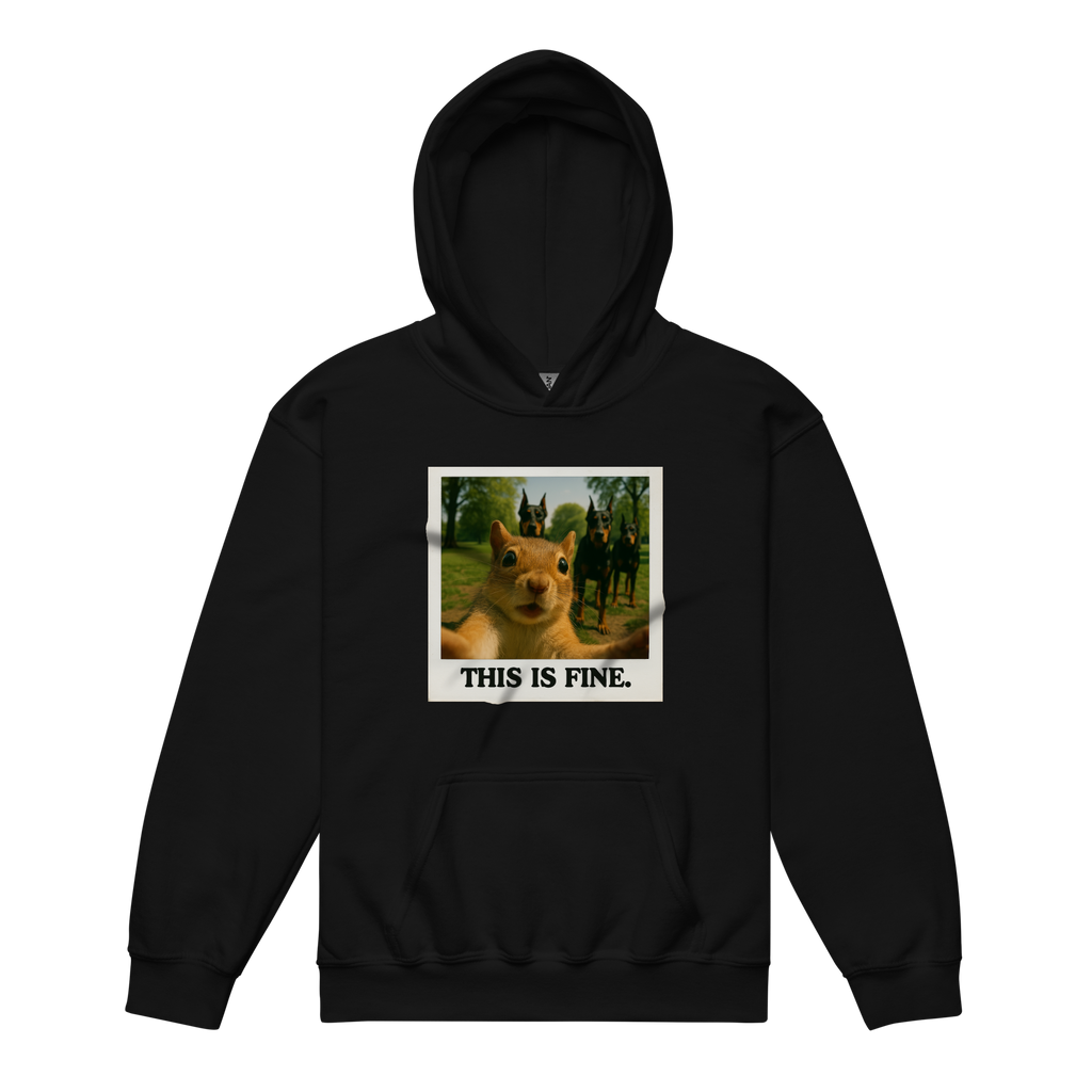 "THIS IS FINE" • Youth Heavy Hoodie