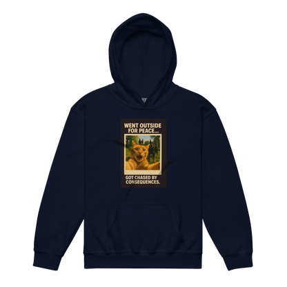 "WENT OUTSIDE FOR PEACE..." • Youth Heavy Hoodie