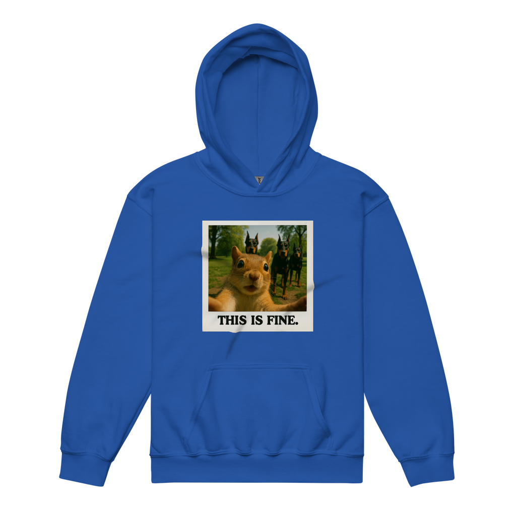 "THIS IS FINE" • Youth Heavy Hoodie
