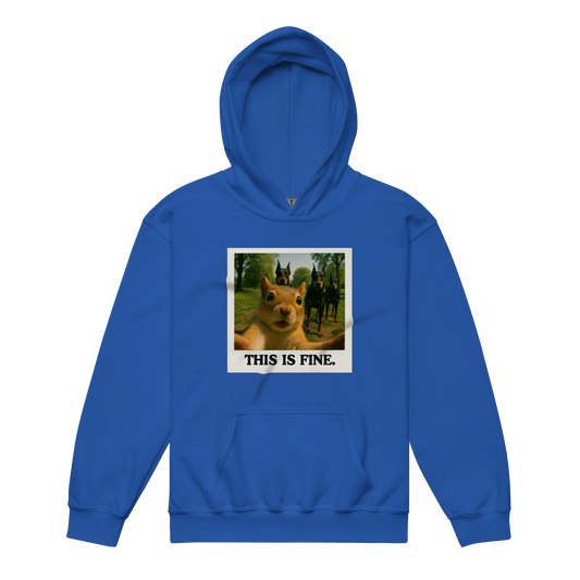 "THIS IS FINE" • Youth Heavy Hoodie