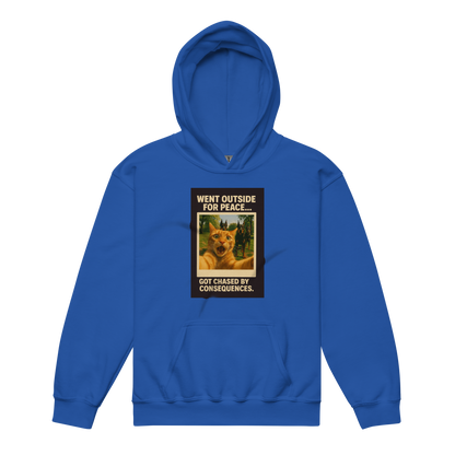 "WENT OUTSIDE FOR PEACE..." • Youth Heavy Hoodie