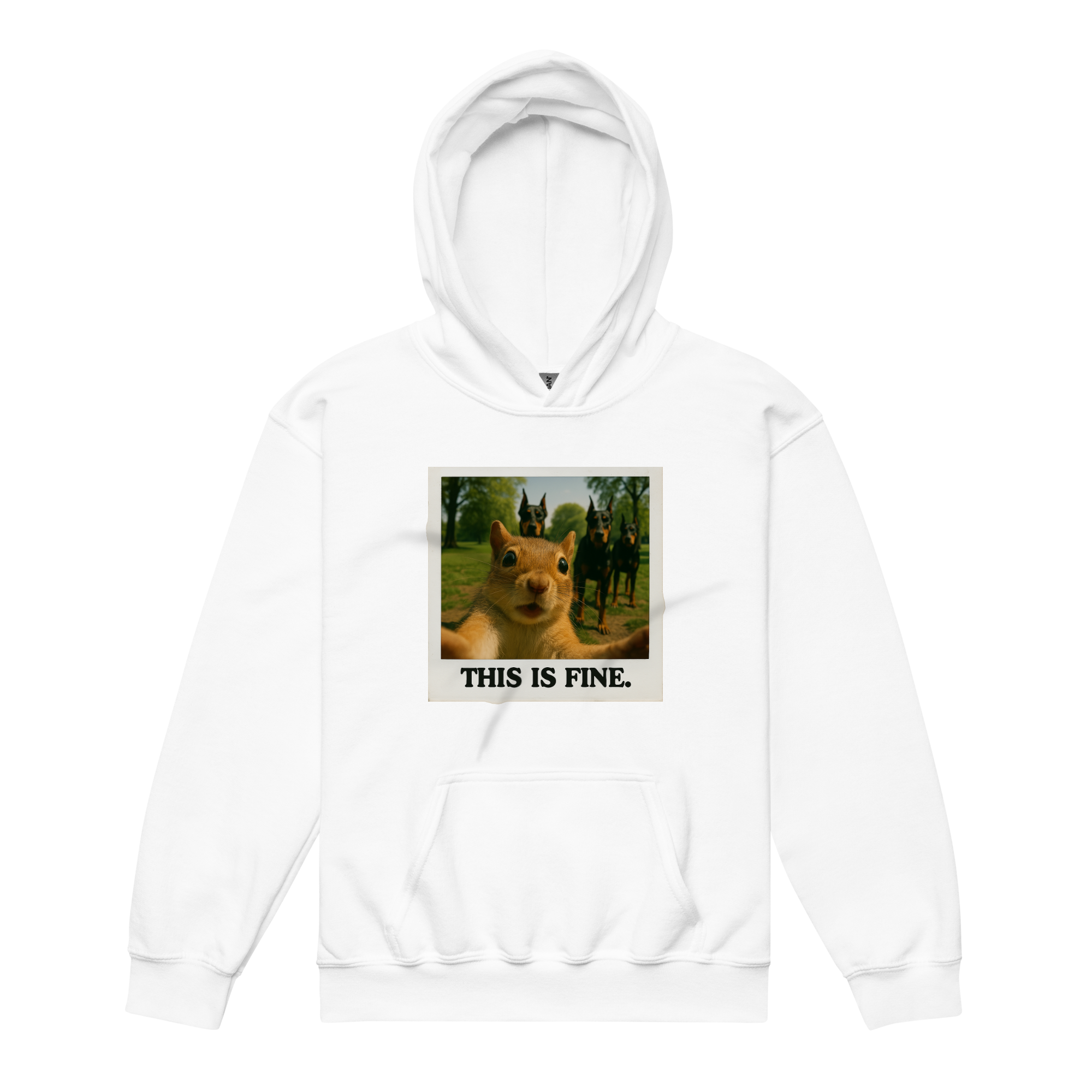 "THIS IS FINE" • Youth Heavy Hoodie