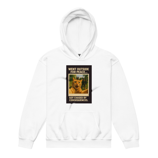 "WENT OUTSIDE FOR PEACE..." • Youth Heavy Hoodie